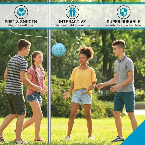 كرة وحبل Tetherball الناعمة من WonderMotion مع خطاف دوار - مجموعة كرات وحبال للأطفال والبالغين والكلاب كمعدات كرة Tetherball جديدة أو كرة بديلة لكرة Tetherball من أجل لعبة ممتعة في الفناء الخارجي in Kuwait