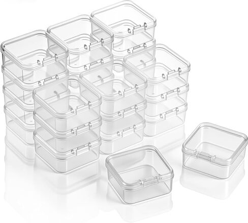 36 Pieces Rectangle Clear Plastic Containers Transparent Beads Storage Containers Box Jewelry Storage Box Case with Hinged Lid for Small Items Beads Jewelry (1.3 x 1.3 x 0.7 Inches) in Saudi Arabia