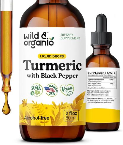 Turmeric Liquid Extract Supplement - Organic Turmeric Curcumin Drops with Black Pepper - Turmeric Root Tincture - Vegan, Alcohol Free - 4 fl oz in Saudi Arabia