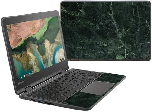 MightySkins Skin Compatible with Lenovo 300e Chromebook 11.6" (2018) - Green Marble | Protective, Durable, and Unique Vinyl Decal wrap Cover | Easy to Apply, Remove | Made in The USA in Saudi Arabia