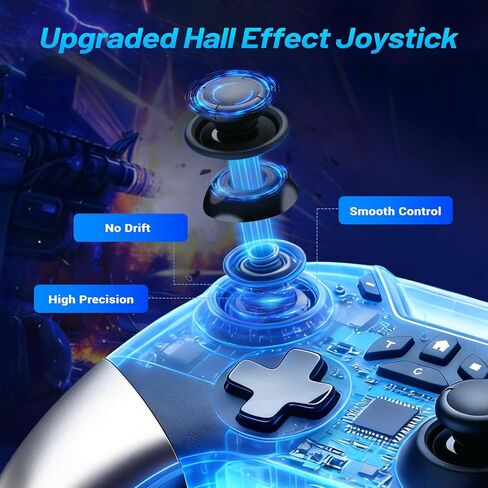 وحدة تحكم aghi Switch 2 مع تنبيه منزلي، وحدة تحكم لاسلكية Switch 2 Pro للتبديل 2/1/Lite/OLED مع حلقة ماكرو، عصا التحكم المضادة للانجراف بتأثير القاعة، زر C، HD Rumble، جيروسكوب 6 محاور، توربو in Kuwait