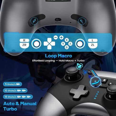 وحدة تحكم aghi Switch 2 مع تنبيه منزلي، وحدة تحكم لاسلكية Switch 2 Pro للتبديل 2/1/Lite/OLED مع حلقة ماكرو، عصا التحكم المضادة للانجراف بتأثير القاعة، زر C، HD Rumble، جيروسكوب 6 محاور، توربو in Kuwait