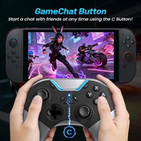 وحدة تحكم aghi Switch 2 مع تنبيه منزلي، وحدة تحكم لاسلكية Switch 2 Pro للتبديل 2/1/Lite/OLED مع حلقة ماكرو، عصا التحكم المضادة للانجراف بتأثير القاعة، زر C، HD Rumble، جيروسكوب 6 محاور، توربو in Kuwait