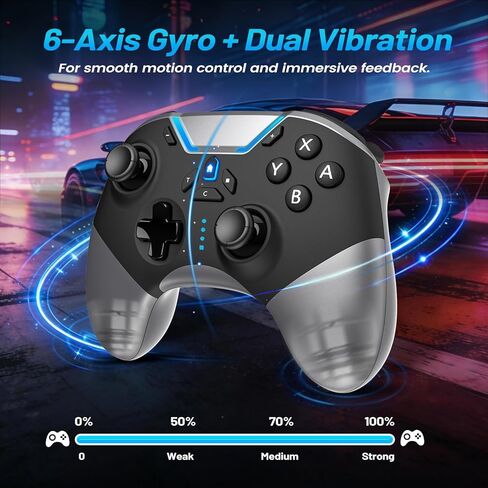 وحدة تحكم aghi Switch 2 مع تنبيه منزلي، وحدة تحكم لاسلكية Switch 2 Pro للتبديل 2/1/Lite/OLED مع حلقة ماكرو، عصا التحكم المضادة للانجراف بتأثير القاعة، زر C، HD Rumble، جيروسكوب 6 محاور، توربو in Kuwait