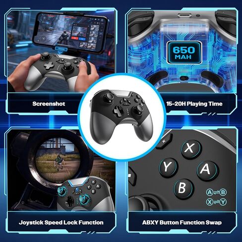 وحدة تحكم aghi Switch 2 مع تنبيه منزلي، وحدة تحكم لاسلكية Switch 2 Pro للتبديل 2/1/Lite/OLED مع حلقة ماكرو، عصا التحكم المضادة للانجراف بتأثير القاعة، زر C، HD Rumble، جيروسكوب 6 محاور، توربو in Kuwait