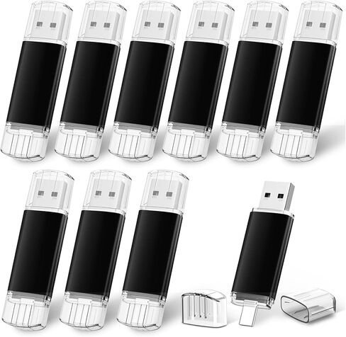 محرك أقراص فلاش AreTop USB C بسعة 4 جيجابايت، 10 عبوات من محرك فلاش مزدوج من النوع C + محرك أقراص USB A الإبهام 2 في 1 لهاتف iPhone 15/16، وهواتف Android، والكمبيوتر اللوحي، وأجهزة Mac، والكمبيوتر (4 جيجابايت، 10 حزم) in Kuwait