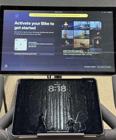 Phone & Tablet Holder for Exercise Bike - Compatible with the Peloton+ - Stable Mount for Indoor Cycling in Saudi Arabia