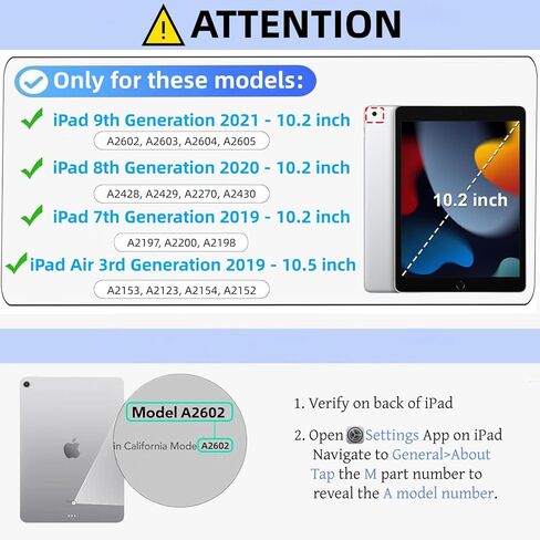 حافظة لوحة مفاتيح لجهاز iPad 10.2 بوصة الجيل التاسع / الثامن / السابع والجيل الثالث Air 10.5 بوصة، ماوس و7 ألوان لوحة مفاتيح قابلة للفصل بإضاءة خلفية، حامل قابل للتعديل مدمج في حامل أقلام الرصاص، نوم/تنبيه تلقائي، أسود in Kuwait