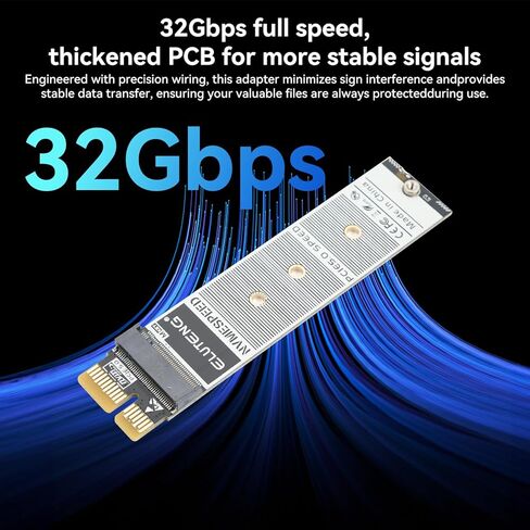 ELUTENG M.2 NVMe to PCIe Adapter with Aluminum Heatsink, Supports PCIe X1/X4/X8/X16, Low Profile Bracket, 2230/2242/2260/2280 M.2 SSD, Up to 4TB in Saudi Arabia