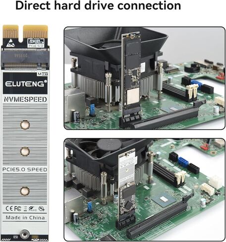 ELUTENG M.2 NVMe to PCIe Adapter with Aluminum Heatsink, Supports PCIe X1/X4/X8/X16, Low Profile Bracket, 2230/2242/2260/2280 M.2 SSD, Up to 4TB in Saudi Arabia