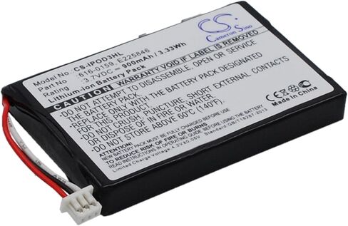Cameron Sino Battery for iPod 10GB M8976LL/A, iPod 15GB M9460LL/A, iPod 20GB M9244LL/A, iPod 30GB M8948LL/A, iPod 3th Generation, iPod 40GB M9245LL/A PN: 616-0159, E225846 900mAh / 3.33Wh in Saudi Arabia