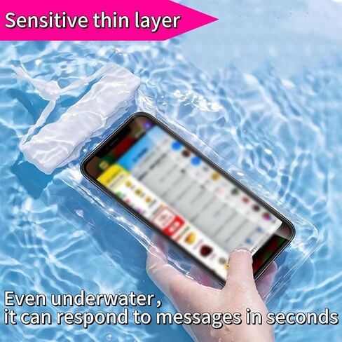 قطعة واحدة من حافظة الهاتف المقاومة للماء - مناسبة عالميًا لهواتف iPhone 14/13/12 وهواتف Android - قابلة للغمر حتى عمق 100 قدم للتجديف بالكاياك وصيد الأسماك والمطر وما إلى ذلك. (أسود/أبيض/وردي) (أبيض) in Kuwait