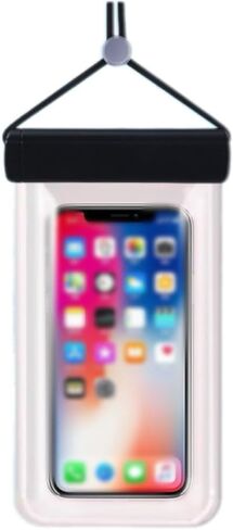 قطعة واحدة من حافظة الهاتف المقاومة للماء - مناسبة عالميًا لهواتف iPhone 14/13/12 وهواتف Android - قابلة للغمر حتى عمق 100 قدم للتجديف بالكاياك وصيد الأسماك والمطر وما إلى ذلك. (أسود/أبيض/وردي) (أبيض) in Kuwait