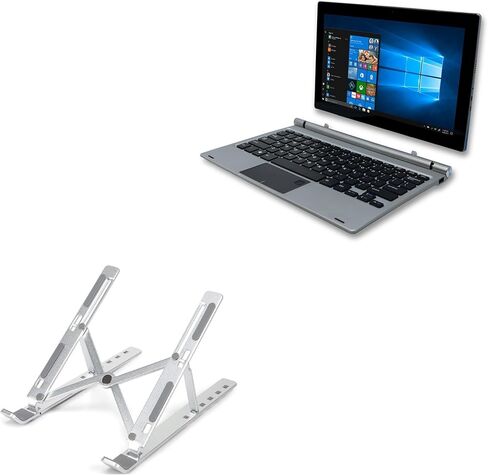 BoxWave Stand and Mount Compatible with Direkt-Tek FHD Tablet with Keyboard (11.6 in) - Compact QuickSwitch Stand, Portable Multi Angle Viewing Foldable Riser - Metallic Silver in Saudi Arabia