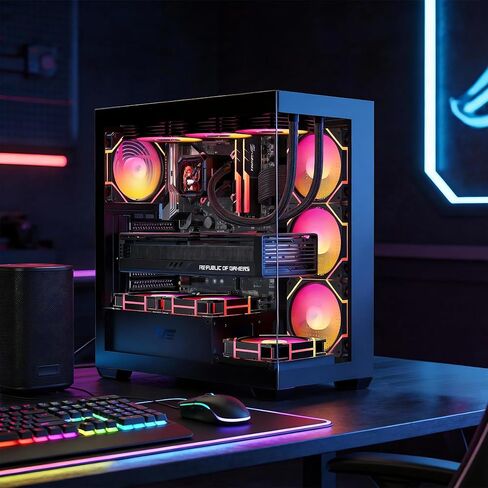 DarkFlash DS900 ATX Mid Tower PC Case، زجاج مقسّى مزدوج بانورامي 270 درجة، 4 × مراوح PWM ARGB متضمنة، إدخال/إخراج أمامي من النوع C، يدعم مشعاع 360 مم، أسود in Saudi Arabia