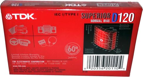 TDK Superior Normal Bias D120 IEC I / Type I For Everyday Recording Audio Cassette Tapes - 4 Pack in Saudi Arabia