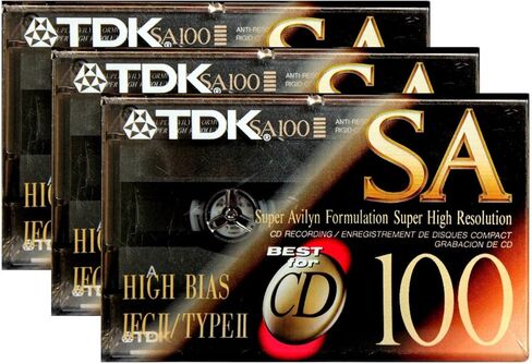 (3 عبوات) شريط كاسيت صوتي TDK SA 100 Super Avilyn عالي الدقة SA100 BIAS IEC II in Saudi Arabia
