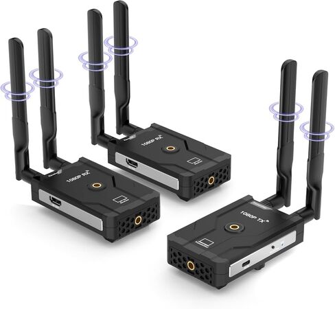 جهاز إرسال واستقبال HDMI لاسلكي 1TX إلى 2RX، 5 جيجا هرتز 1640 قدم/500 متر، 1080P@60 هرتز التوصيل والتشغيل، سبائك الألومنيوم، موزع HDMI لاسلكي للتلفزيون/كاميرا DSLR/جهاز العرض/الكمبيوتر المحمول/الكمبيوتر الشخصي in Kuwait