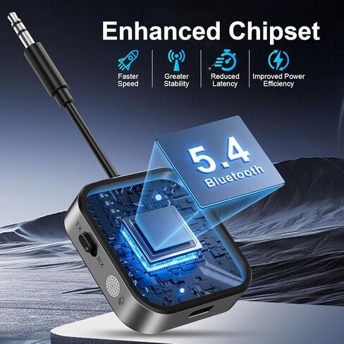2026 Pro Bluetooth Transmitter & Receiver, 2-in-1 Wireless Adapter for Airplane/TV/PC/Gym - Dual Link Headphone, Low Latency, Battery Display, Built-in Mic, 30H Playtime, Aviation Metal Frame in Saudi Arabia