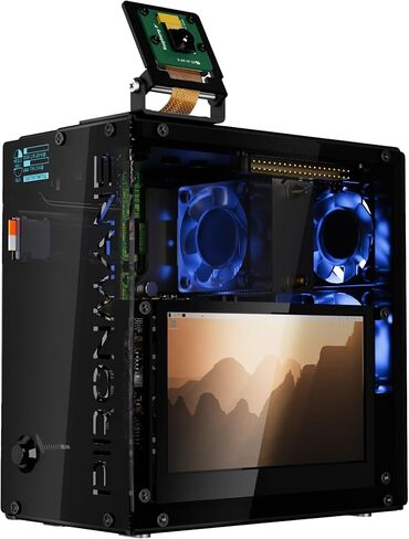 Pironman 5 Pro Max Mini PC Case with 4.3" Touch Screen for Raspberry Pi 5, OpenClaw AI Agent, Dual NVMe RAID 0/1 NAS, Camera, Mic, Audio, M.2 Hailo8, LLMs ChatGPT/Gemini (RPI5 Not Included) in Saudi Arabia
