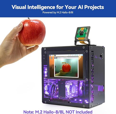 Pironman 5 Pro Max Mini PC Case with 4.3" Touch Screen for Raspberry Pi 5, OpenClaw AI Agent, Dual NVMe RAID 0/1 NAS, Camera, Mic, Audio, M.2 Hailo8, LLMs ChatGPT/Gemini (RPI5 Not Included) in Saudi Arabia