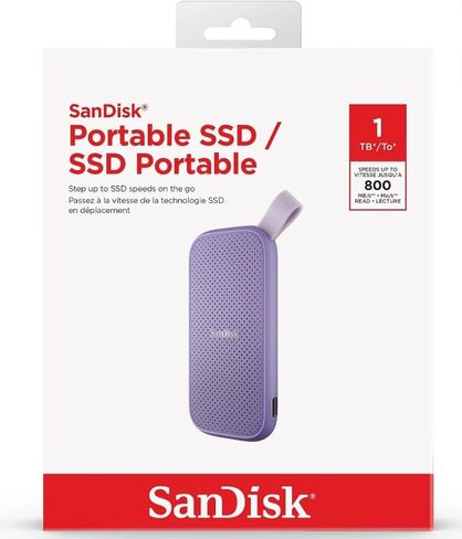 Sandisk 1TB Portable SSD - Lavender, Up to 800MB/s, USB-C, USB 3.2 Gen 2, External Solid State Drive - SDSSDE29-1T00-AWL in Saudi Arabia