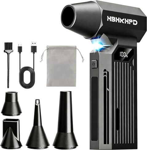 Compressed Air Duster, 150000RPM Super Power Electric Air Duster with Brushless Motor and LED Light, 4-Gear Rechargeable Air Blower, Cordless Turbo Fan for Computer, Car, Home, Outdoor in Saudi Arabia