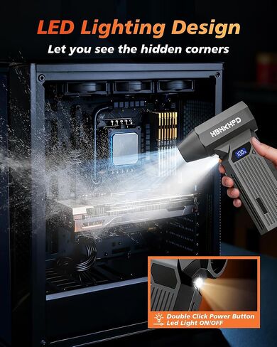 Compressed Air Duster, 150000RPM Super Power Electric Air Duster with Brushless Motor and LED Light, 4-Gear Rechargeable Air Blower, Cordless Turbo Fan for Computer, Car, Home, Outdoor in Saudi Arabia