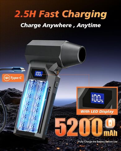 Compressed Air Duster, 150000RPM Super Power Electric Air Duster with Brushless Motor and LED Light, 4-Gear Rechargeable Air Blower, Cordless Turbo Fan for Computer, Car, Home, Outdoor in Saudi Arabia