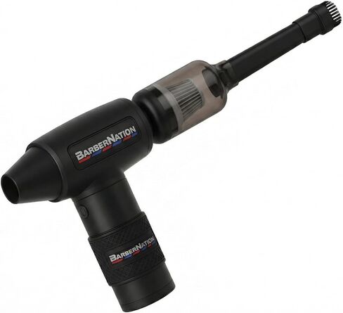 منفضة هواء لاسلكية للحلاقين - BarberNation TurboJet 3.0 FadeBlaster، منفاخ شعر عالي الطاقة، حامل شحن، 4 إعدادات للسرعة، أداة حلاق معدنية احترافية بالكامل (أسود) in Saudi Arabia