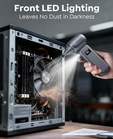 Compressed Air Duster, 300000RPM Super Power Electric Air Duster, 0-100 Adjustable Speed with LED Light, Powerful Electric Duster for Car Cleaning, Electronics & Outdoor Gear, Portable Turbo Blower in Saudi Arabia