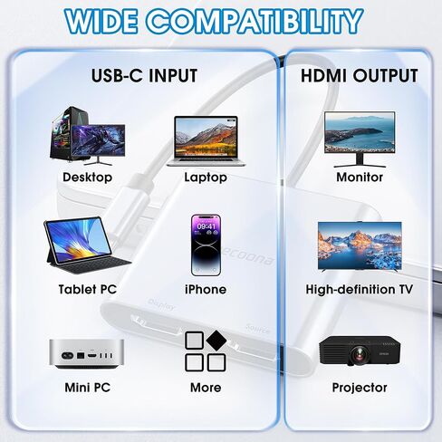 محول USB C إلى HDMI مزدوج | شاشة عرض ممتدة لفاصل HDMI 4K@60 هرتز للشاشات المزدوجة، محول من النوع C لنظام التشغيل Windows/macOS، يسمح Windows بـ 3 شاشات منفصلة، ​​وضع MST (شاشات ممتدة) فقط لنظام التشغيل Win OS] in Kuwait