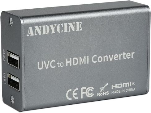 محول ANDYCINE UVC2H UVC إلى HDMI مع توصيل الطاقة، متوافق مع DJI Osmo Action 4/5 & Pocket 3، Pocekt 4، Insta360، USB إلى HDMI، للبث المباشر، كاميرا ويب إلى التلفزيون/الشاشة/بطاقة الالتقاط in Kuwait
