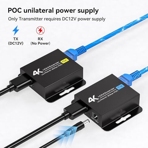 موسع VPFET 4K HDMI عبر إيثرنت Balun RJ45 CAT6/7 4K30 هرتز حتى 131 قدم/40 متر 1080 بكسل حتى 196 قدم/60 متر يدعم نسخ EDID وPoC (مزود طاقة TX) in Kuwait