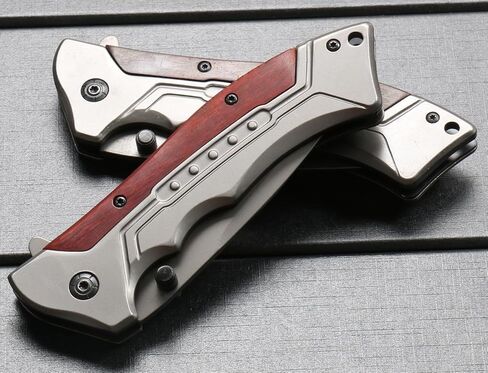 SA24 Spring-Assisted knife,3.74" Assisted-Opening knife Folding Pocket knives for men, Rosewood Handle, Safety Liner Lock and Clip, Pocket Clip for Men Women, Sharp Camping Survival Hiking EDC knife in Saudi Arabia