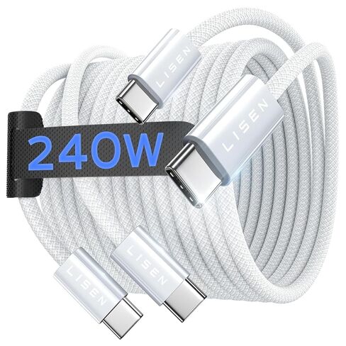 LISEN USB C to USB C Cable 240W C to C Cable Fast Charging,3M+3M/2 Pack/White in Saudi Arabia