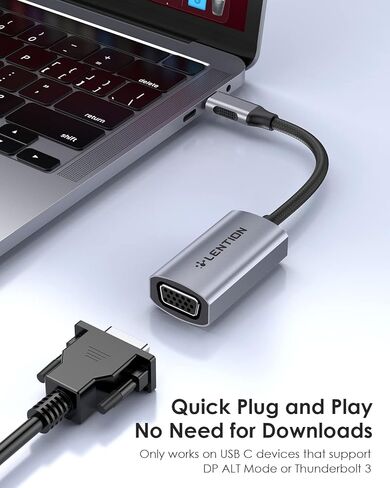USB C to VGA Adapter,Type C to VGA Monitor Converter Compatible 2025-2016 for MacBook Pro 13/15/16,New iPad/Surface/Mac Air,Surface,iPad,Chromebook,Dell XPS,Phone,More (CU606,Gray) in Saudi Arabia