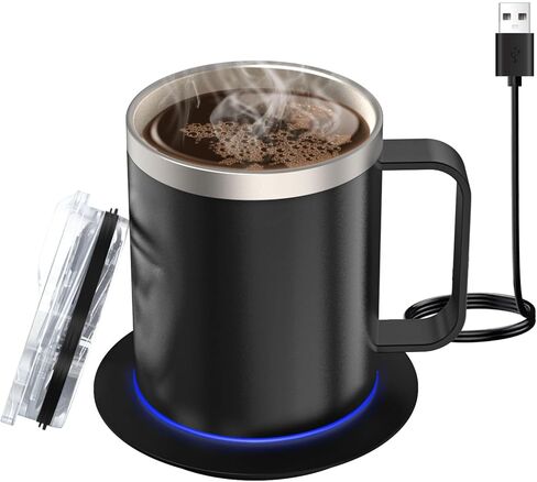 Yosoo القهوة القدح دفئا كوب المشروبات USB دفئا العزل الحراري 304 الفولاذ المقاوم للصدأ مع الحرارة التلقائية 131-149 درجة حرارة ثابتة لمكتب المنزل والمكتب in Saudi Arabia