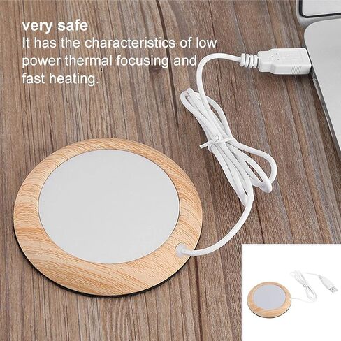 EBTOOLS USB Powered Cup Warmer Heater Pad for Coffee Tea Milk, Elegant Wood Grain Design for Home Supplies, Portable Mug Mat Coaster for Travel in Saudi Arabia