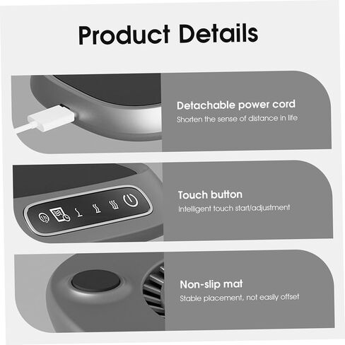 Coffee Warmer for Desk, 3-Temperature USB Mug Warmer with Smart Chip for Office & Home Use, Silver, Home Decorations in Saudi Arabia