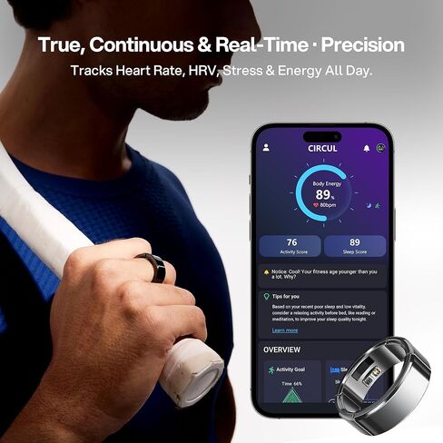 Smart Ring-Adjustable Wearable Ring for Men & Women, Blood Oxygen & Blood Pressure Ring,No App Subscription, Fitness Ring for Sleep Tracking - Heart Rate - Fitness Tracker, L(13.5-18+) in Saudi Arabia