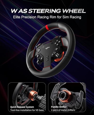 PXN VD4 Direct Drive Racing Wheel Bundle – 4Nm Servo Motor Base, 11 in Steering Wheel with Quick Release, Hall Effect Pedals, Table Clamp, PC Tuning Software Support, Racing Simulator Set for Windows in Saudi Arabia
