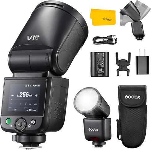 Godox V1 Mid C Flash for Canon, 55Ws 2.4G TTL Round Head Touchscreen Speedlite for Canon HSS 1/8000s, 2200mAh Li-ion Battery, 650 Full Power Shots, 1.7s Recycle Time, 10 Level LED Modeling Lamp in Saudi Arabia