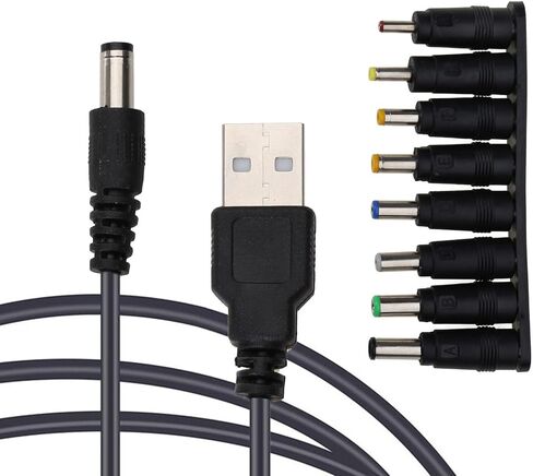 كابل محول الطاقة USB 5 فولت إلى 9 فولت 12 فولت، سلك 1 متر مع 8 أطراف موصل، مجموعة إمداد احتياطية لمودم راوتر الجهد القابل للتعديل in Kuwait
