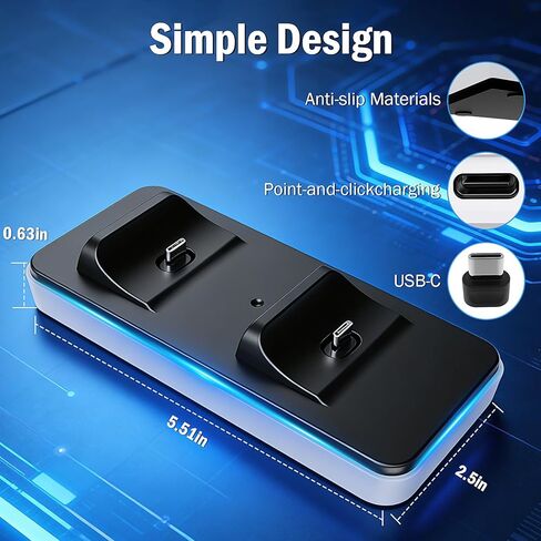 قاعدة شحن DualSense Edge باللون الأبيض ومحطة شحن لوحدات تحكم PS5 - محول طاقة لاسلكي مزدوج لوحدة التحكم وقاعدة عصا التحكم in Kuwait