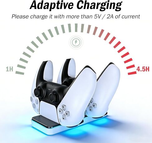 قاعدة شحن DualSense Edge باللون الأبيض ومحطة شحن لوحدات تحكم PS5 - محول طاقة لاسلكي مزدوج لوحدة التحكم وقاعدة عصا التحكم in Kuwait