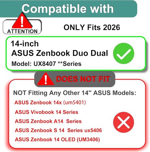 2-Pack Tempered Glass Screen Protector for 2026 New ASUS Zenbook DUO 14" 2-in-1 (UX8407) Dual Touchscreen Laptop, Ultra Clear, Anti Scratch,Bubble Free (1 Sets - Primary and Secondary Screens) in Saudi Arabia