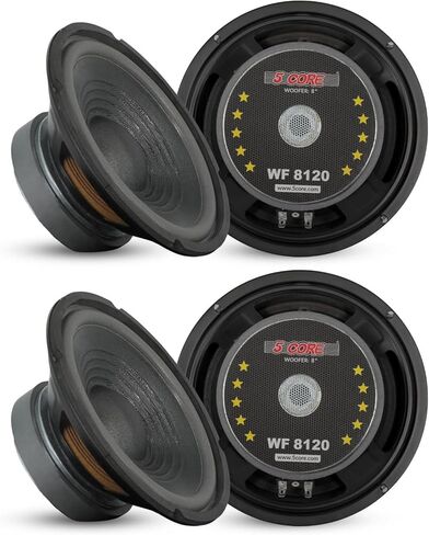 5 Core 8 Inch Subwoofer Pair 500 Watt Car Sub Woofer Speaker 4 OHM W SUPWOOFORS SUPWOOFERS SUPWOOFERS Auto Truck - WF 8 "-890 2PC in Kuwait
