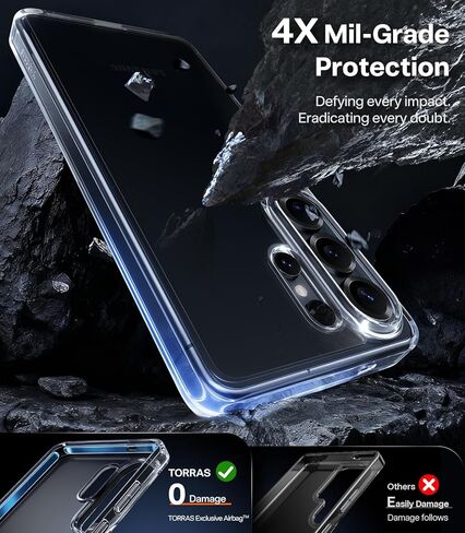 حافظة TORRAS لهاتف Samsung Galaxy S26 Ultra شفافة، [2026 مطورة غير صفراء] [حماية من الدرجة العسكرية 12FT] حافظة شفافة رفيعة لهاتف Samsung S26 Ultra رفيعة، شفافة ماسية، صلبة، 6.9 بوصة in Saudi Arabia