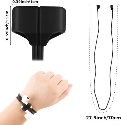 3 Pack Magnetic Anti Lost Straps for AirPods Black Silicone Sports Lanyard for Neck Rope Cord in Saudi Arabia